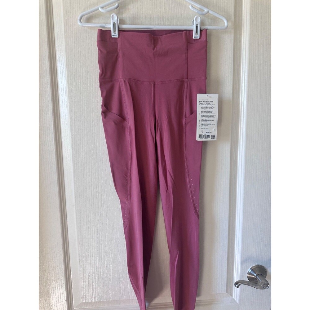 NWT Lululemon Fast and Free Tight 25" Elite Cherry Tint Size 4